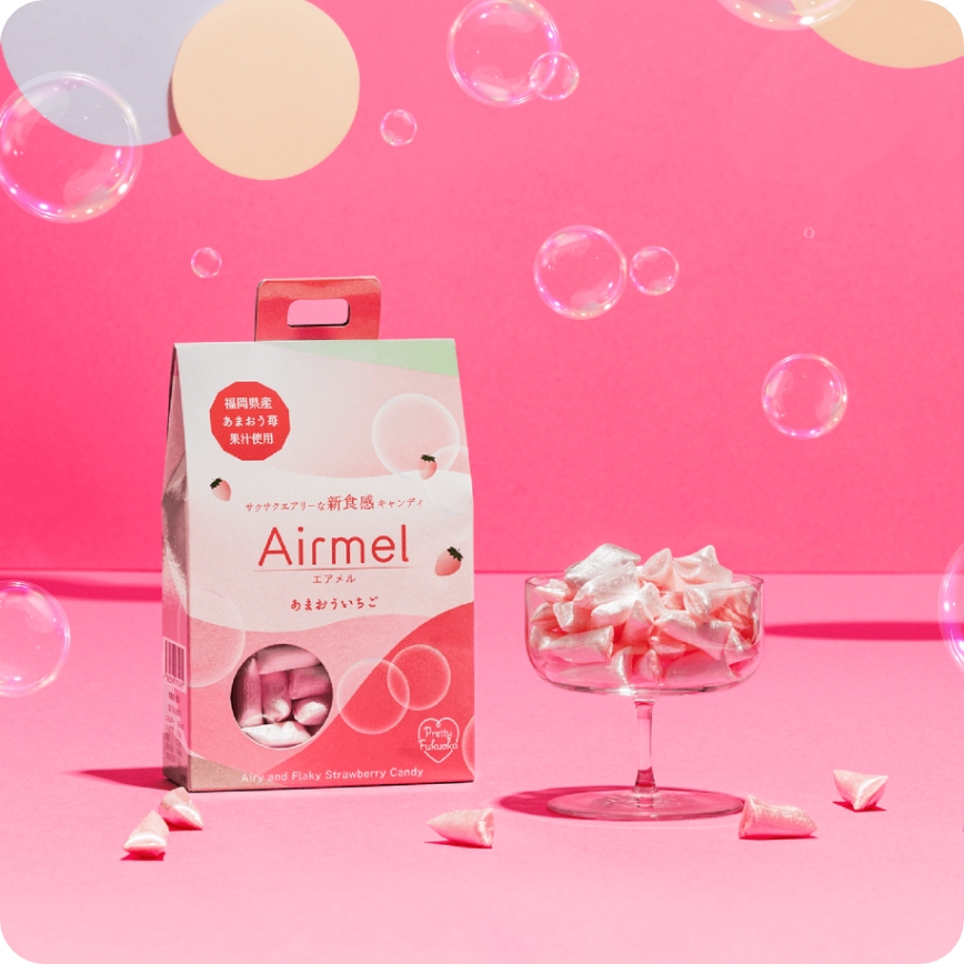 Airemelのパッケージとお菓子